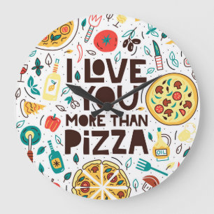 Reloj Redondo Grande La comida italiana, la pizza, la carta.
