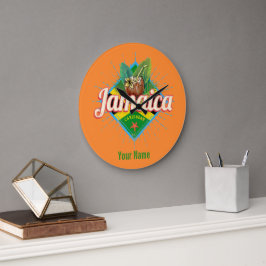Reloj Redondo Grande La cosecha de las vacaciones de la bandera retro d