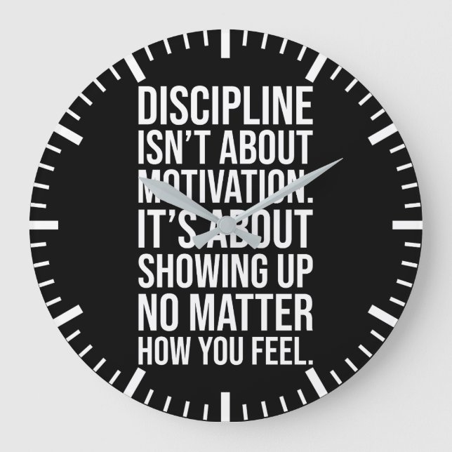 Reloj Redondo Grande La Disciplina Se Trata De Mostrar, Gimnasio, Hustl (Anverso)