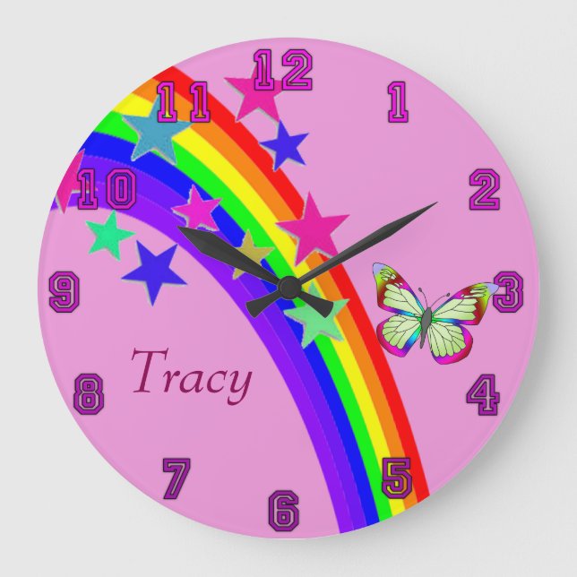 Reloj Redondo Grande La diversión mide el tiempo de la mariposa (Anverso)