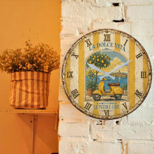 Reloj Redondo Grande La Dolce Vita  Italian Lemon Coast Decor 