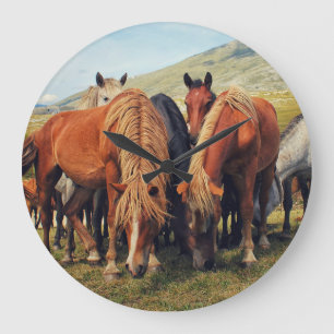 Reloj Redondo Grande La escena natural de Livno de Caballos Salvajes