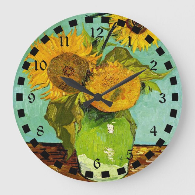 Reloj Redondo Grande La famosa pintura de Van Gogh, girasoles, 1888 (Anverso)