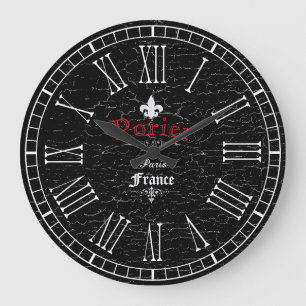 Reloj Redondo Grande La flor de lis de la apariencia vintage