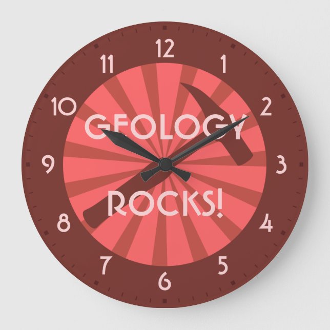 Reloj Redondo Grande ¡La geología roca! Martillo (Anverso)