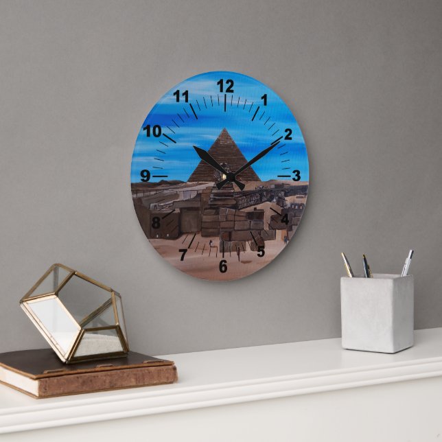 Reloj Redondo Grande La Gran Esfinge y la Pirámide de Khafre (Oficina)