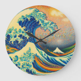 Reloj Redondo Grande La Gran Ola, la ola de Kanagawa v2