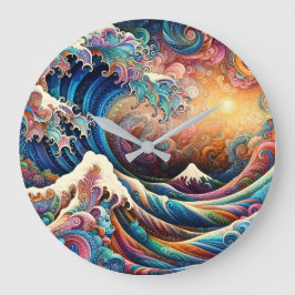 Reloj Redondo Grande La Gran Ola, la ola de Kanagawa v3