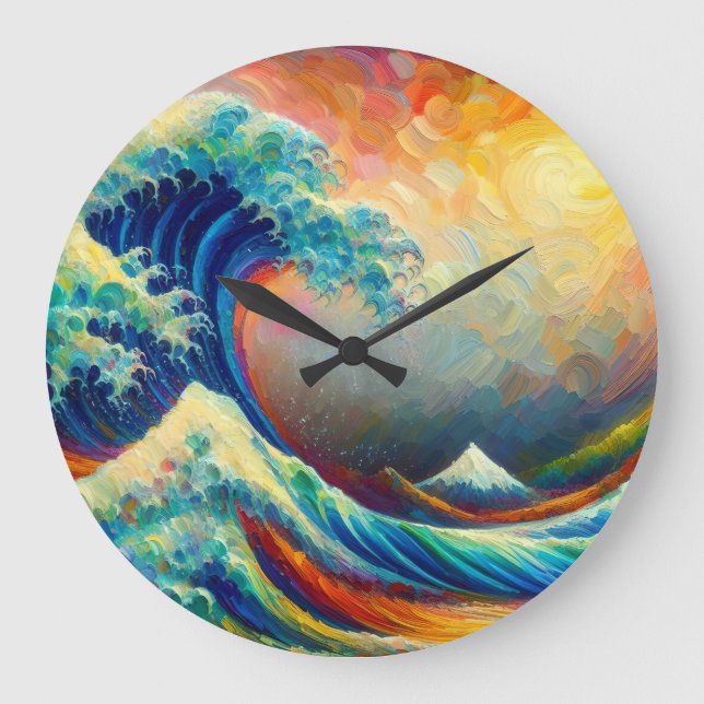 Reloj Redondo Grande La Gran Ola, la ola de Kanagawa v4 (Anverso)