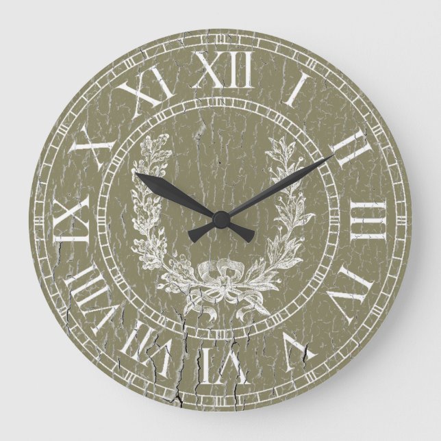 Reloj Redondo Grande La guirnalda resistida elegante del francés (Anverso)