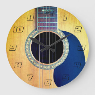 Reloj Redondo Grande La guitarra acústica reducida con números