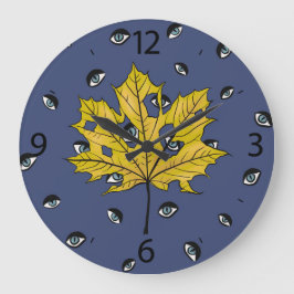 Reloj Redondo Grande La hoja amarilla con los ojos llorosos