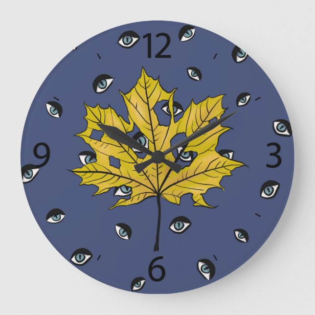 Reloj Redondo Grande La hoja amarilla con los ojos llorosos (Anverso)