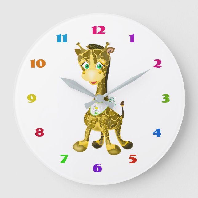 Reloj Redondo Grande La jirafa del bebé chiquito (Anverso)