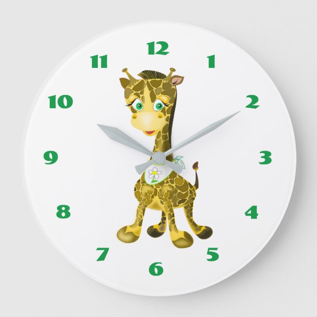 Reloj Redondo Grande La jirafa del bebé chiquito - (Anverso)