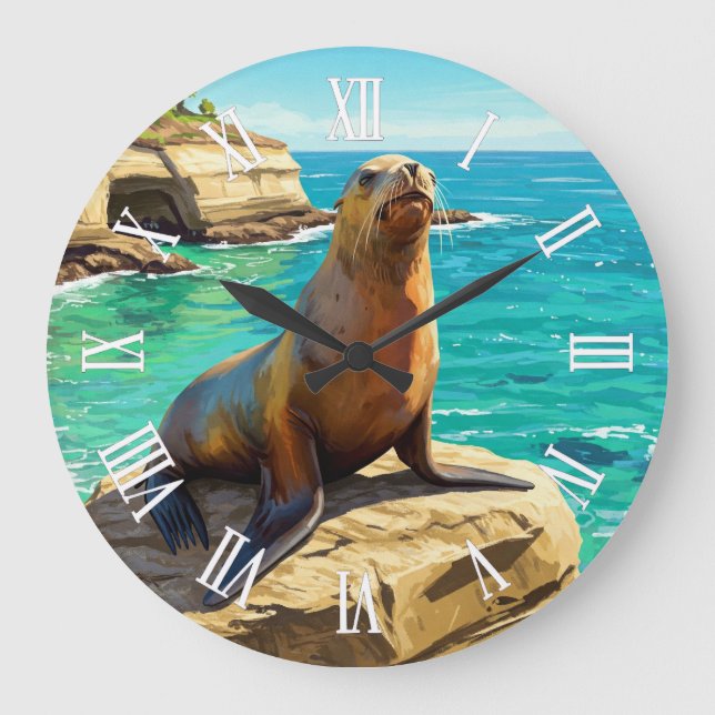 Reloj Redondo Grande La Jolla Sea Lion California Travel (Anverso)