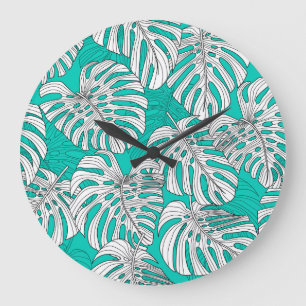 Reloj Redondo Grande La jungla deja sin foco tropical floral