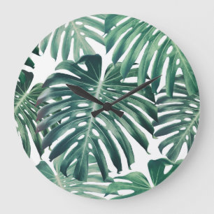 Reloj Redondo Grande La jungla tropical deja el fondo floral