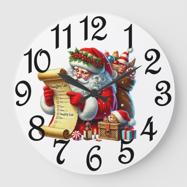 Reloj Redondo Grande La lista de Claus  (Anverso)