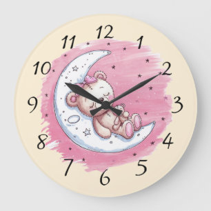 Reloj Redondo Grande La luz de la luna se nuggles: Baby Shower, el Chic