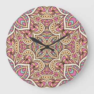 Reloj Redondo Grande La mano vieja dibuja el patrón islámico