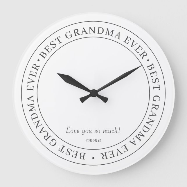 Reloj Redondo Grande La mejor abuela jamás moderna foto clásica (Anverso)