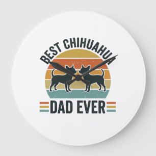 Reloj Redondo Grande La Mejor Camiseta de Padre de Chihuahua Vintage Am