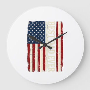 Reloj Redondo Grande La Mejor Camiseta de Vector Vintage de la Bandera 