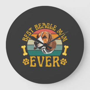 Reloj Redondo Grande La mejor mamá de Beagle, divertido perro Beagle Ca