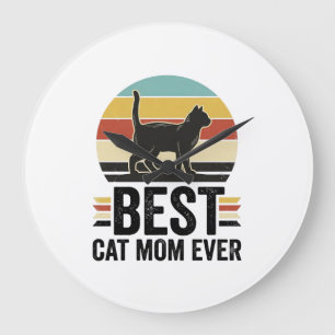 Reloj Redondo Grande La mejor mamá de gatos de siempre diseño retro de 