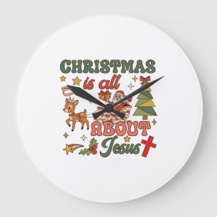 Reloj Redondo Grande La Navidad se trata de Jesús Trineo Reno Santa