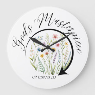 Reloj Redondo Grande La Obra Maestra de Dios Efesios 2:10 Versículo Bíb