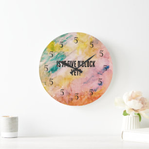 Reloj Redondo Grande La pintura acuática de las cinco en punto