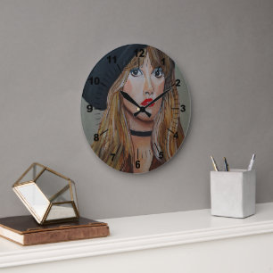 Reloj Redondo Grande La pintura de la Bruja Blanca por Alfred Fox