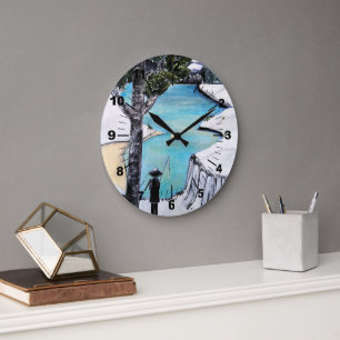 Reloj Redondo Grande La pintura del pescador de Alfred Fox
