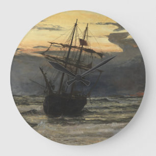 Reloj Redondo Grande La playa del mar después de una tormenta, el amane