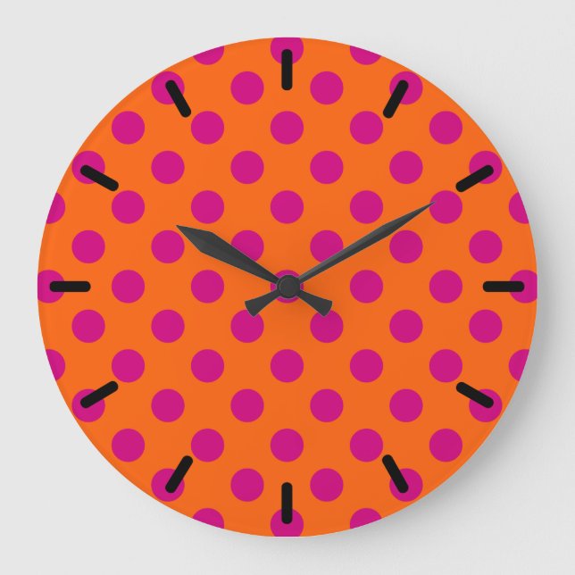 Reloj Redondo Grande La polka de Fuchsia da puntapiés al naranja (Anverso)