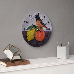 Reloj Redondo Grande La postura tranquila del oropéndola Pintura de Alf
