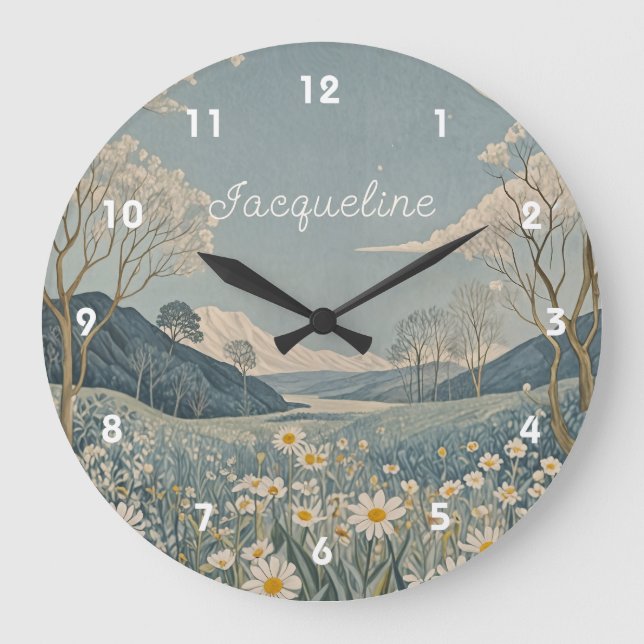 Reloj Redondo Grande La pradera lunar personalizada (Anverso)
