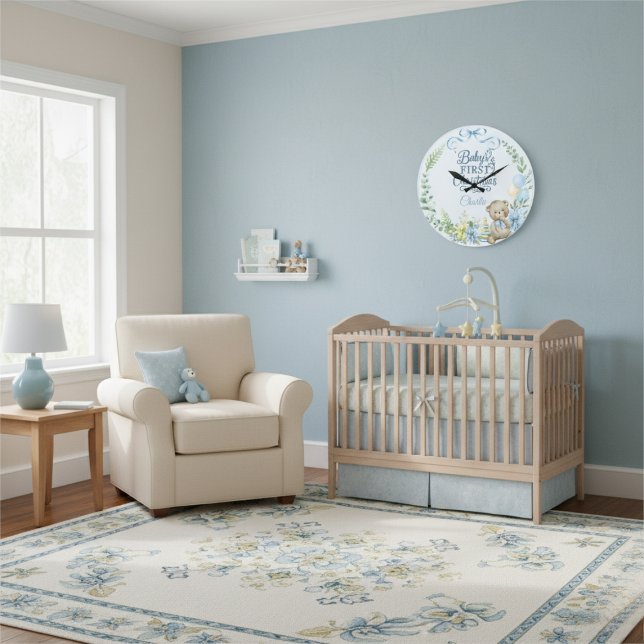 Reloj Redondo Grande La primera Navidad del bebé Personalizado con nomb (Subido por el creador)