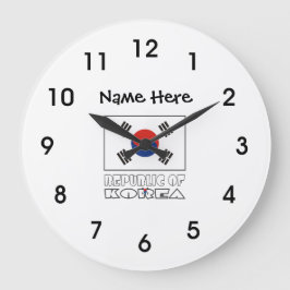 Reloj Redondo Grande La República de Corea y la bandera surcoreana su n