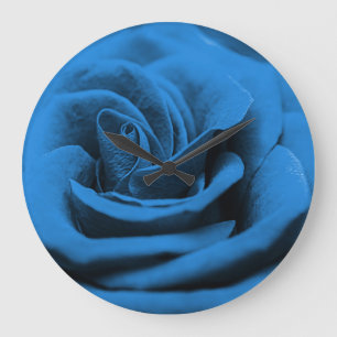 Reloj Redondo Grande La rosa roja azul, macrobelleza.