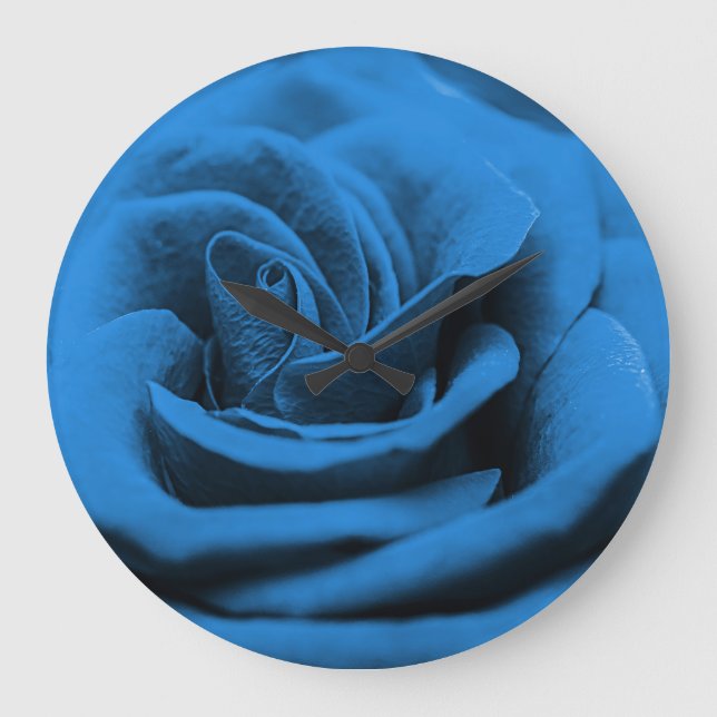 Reloj Redondo Grande La rosa roja azul, macrobelleza. (Anverso)