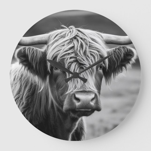 Reloj Redondo Grande La vaca Highland (Anverso)