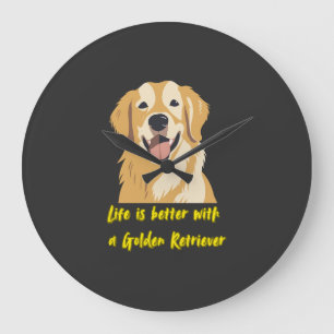Reloj Redondo Grande La vida es mejor con un Golden Retriever - Amante