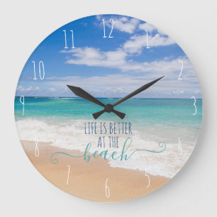 Reloj Redondo Grande La vida es mejor en la playa grande