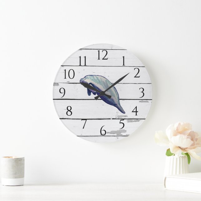 Reloj Redondo Grande La vida salvaje de Manatee Florida (Hogar)
