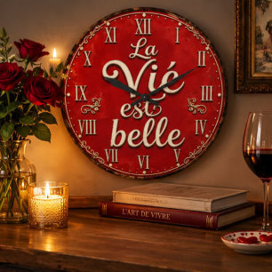 Reloj Redondo Grande La Vie Est Belle French Vintage Romantic Country