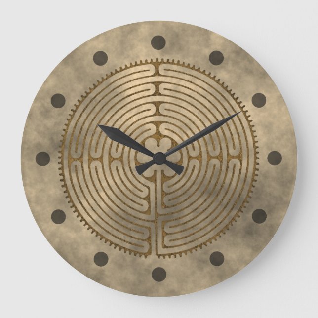 Reloj Redondo Grande Laberinto de Chartres - Símbolo espiritual Antigüe (Anverso)