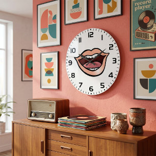Reloj Redondo Grande Labios Boca Dientes Lengua